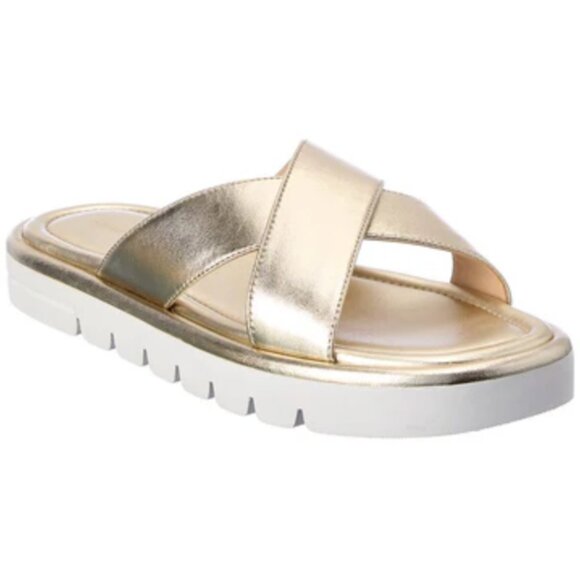 Stuart Weitzman Elodie Cross Leather Sandal - Picture 1 of 12